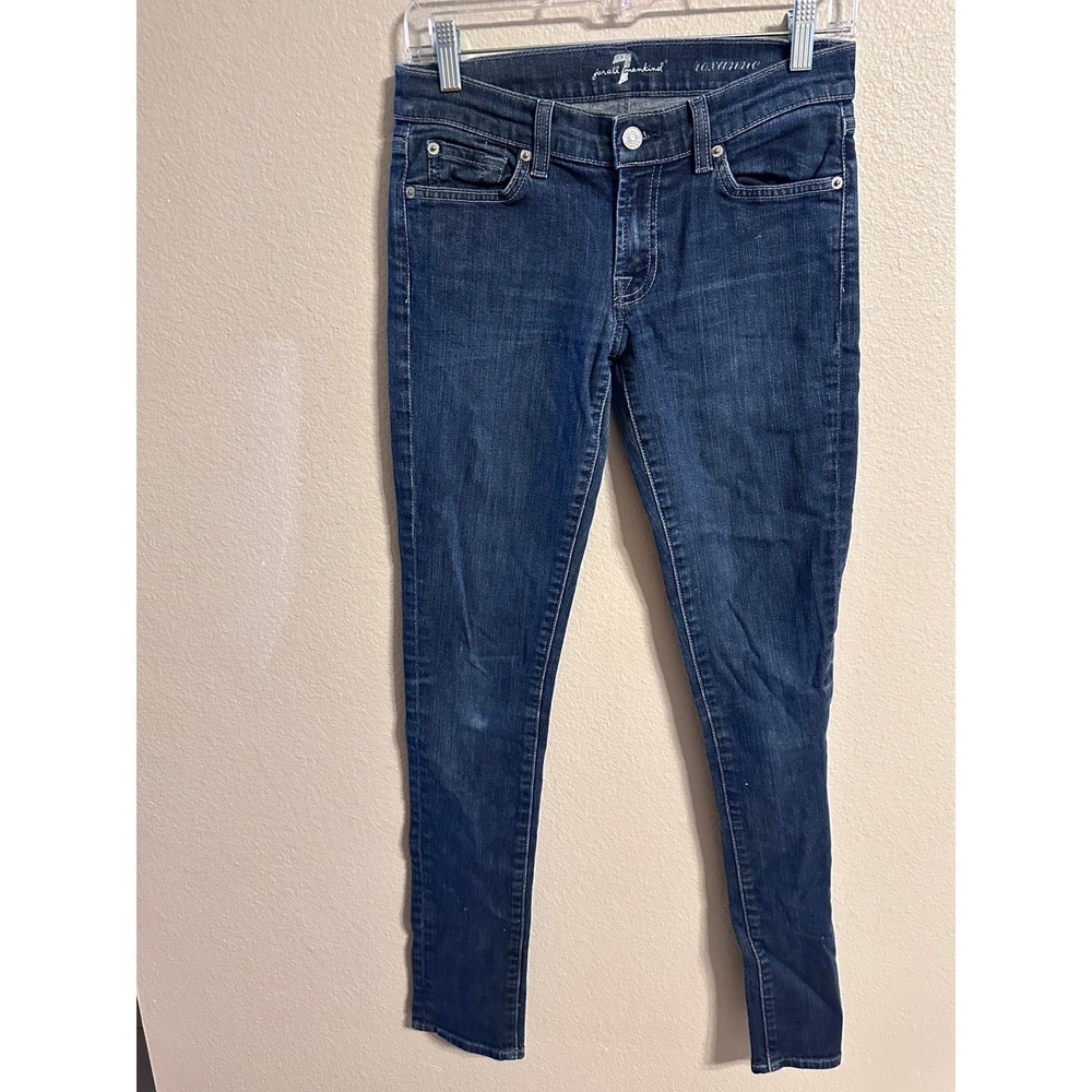 7 For All Mankind Roxanne Dark Wash Denim Jeans Embellished‎ Pockets Women's